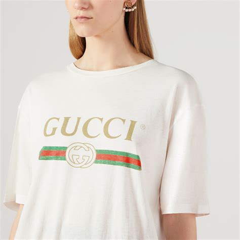 gucci logo t shirt distressed|Gucci t shirt white logo.